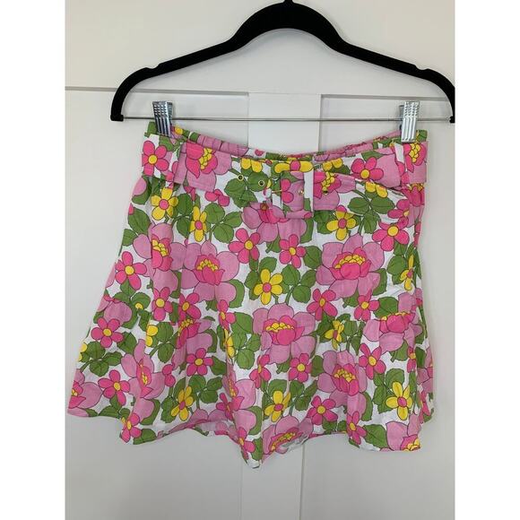 Show Me Your Mumu Fiona Mini Skirt in Fresh Floral Medium Pull On Lined Belted - Picture 2 of 5